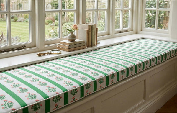 Lilium print custom bench cushion