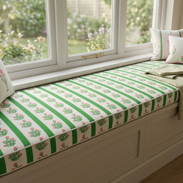 Lilium print custom bench cushion