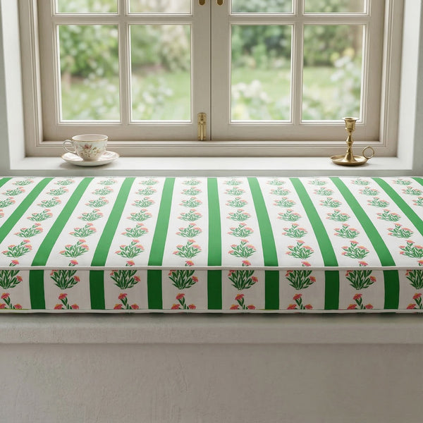 Lilium print custom bench cushion
