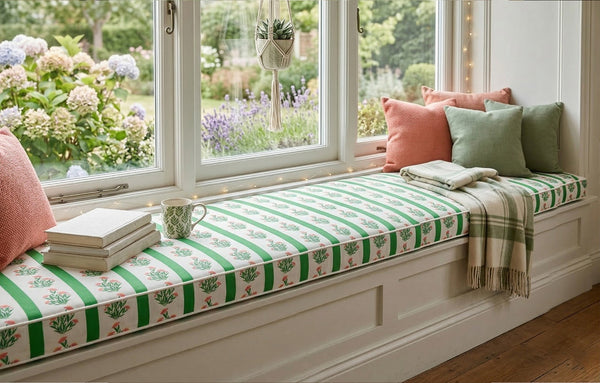 Lilium print custom bench cushion