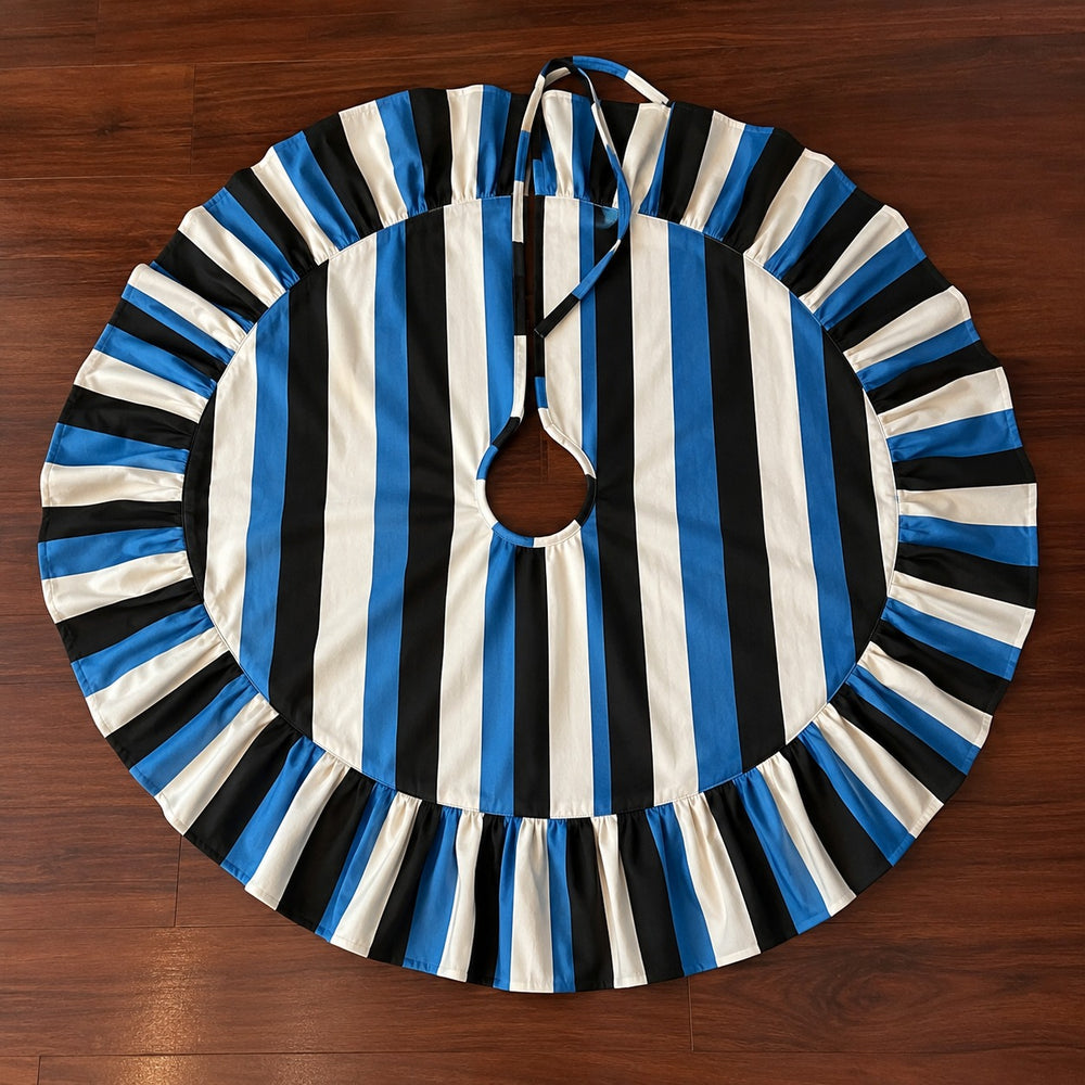 Midnight & Blue Bold Stripe Tree Skirt
