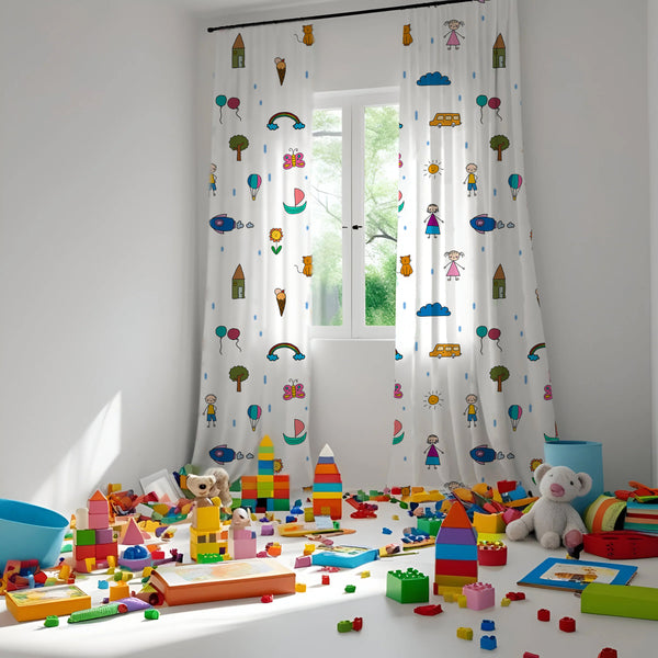 Nursery Whimsy Themed Baby Room Curtain