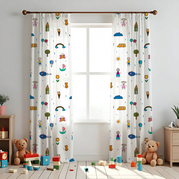 Nursery Whimsy Themed Baby Room Curtain