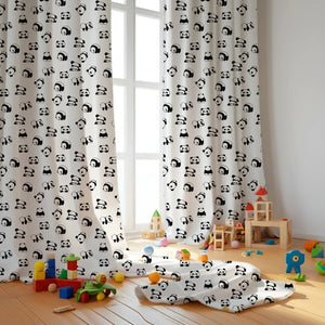 Black Panda Themed Baby Room Curtain