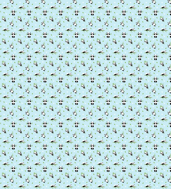 Blue Panda Themed Baby Room Curtain