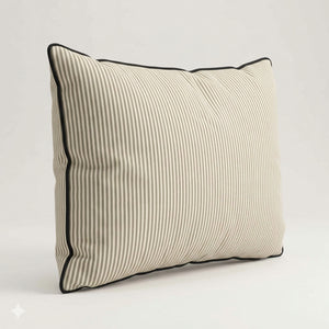 Luxury Striped Upholstered Pillow Shams with Contrast Piping