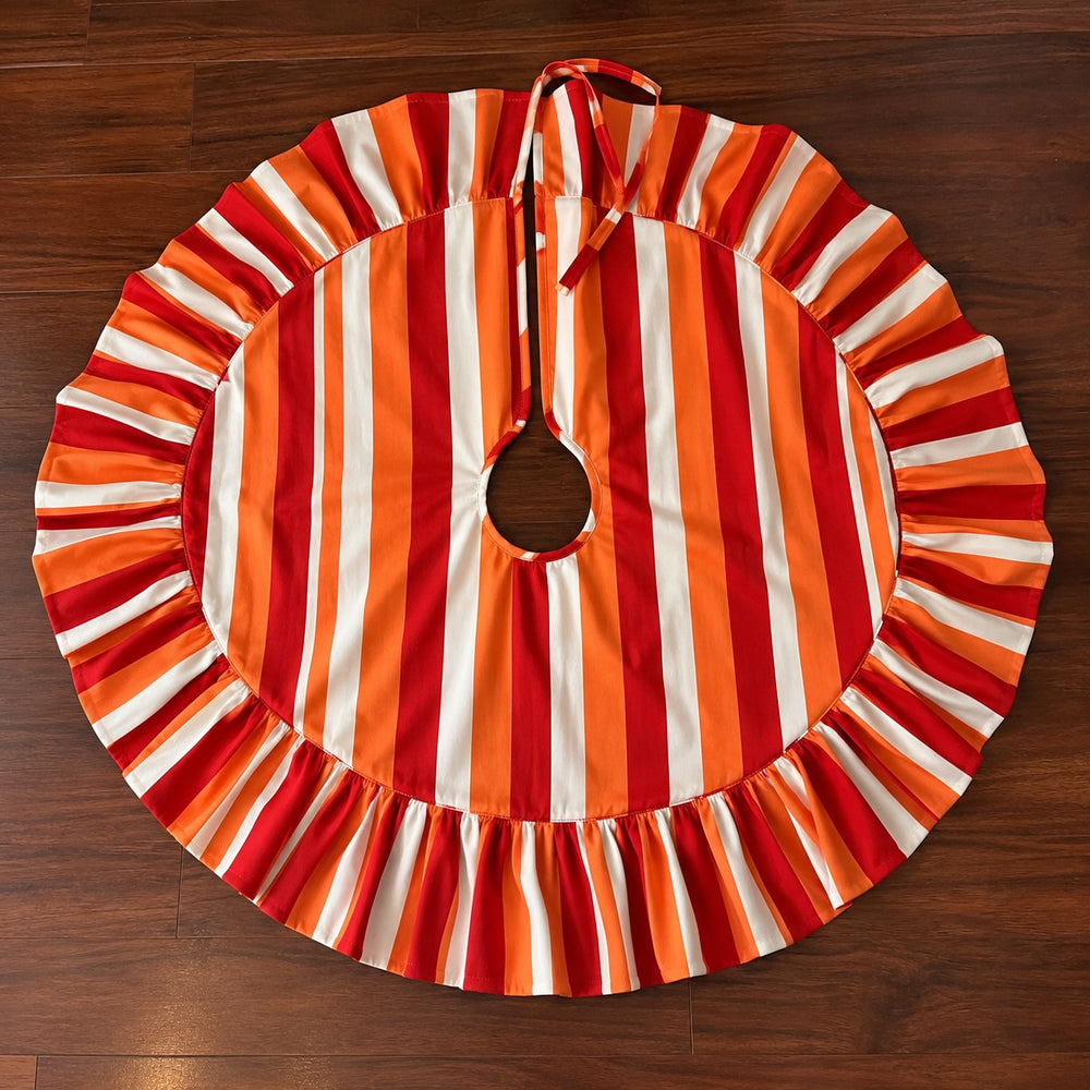 Ruffled Stripe Holiday Tree Skirt