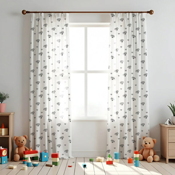 Tiny Hearts and Collars Themed Baby Room Curtain