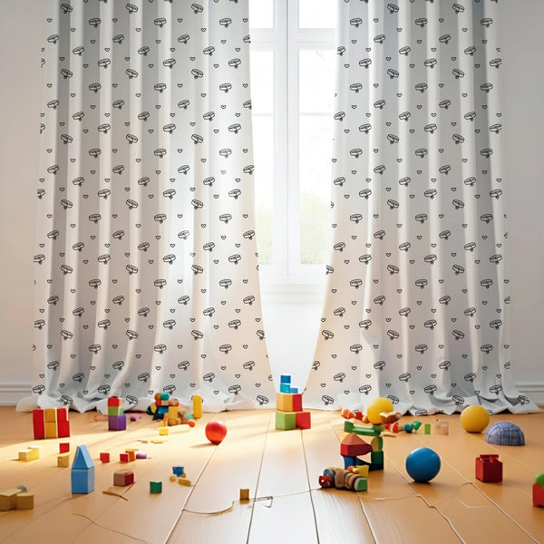 Tiny Hearts and Collars Themed Baby Room Curtain
