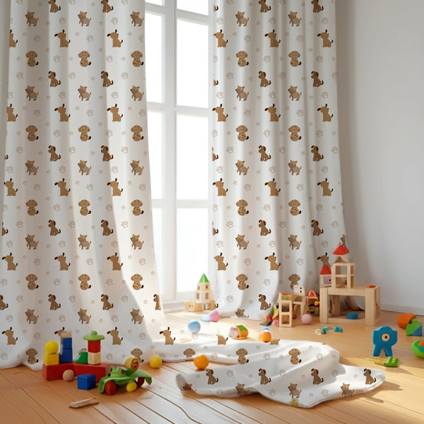 Tiny Tails and Paws Themed Baby Room Curtain