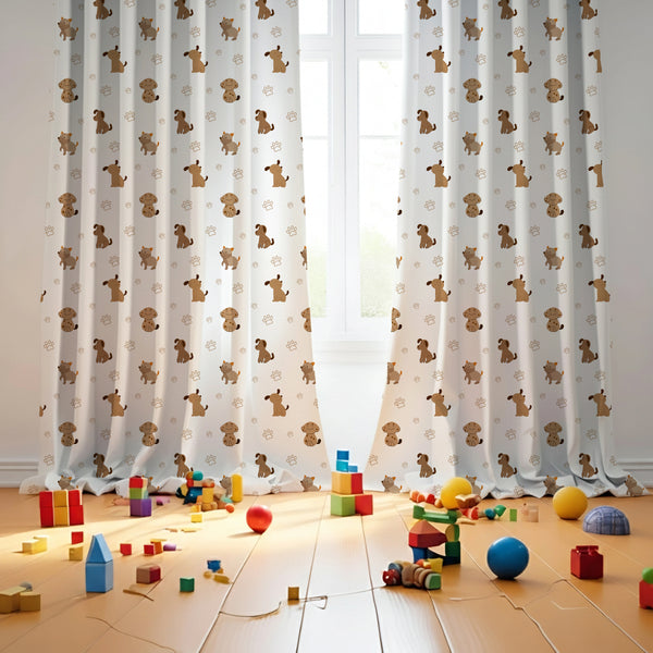 Tiny Tails and Paws Themed Baby Room Curtain