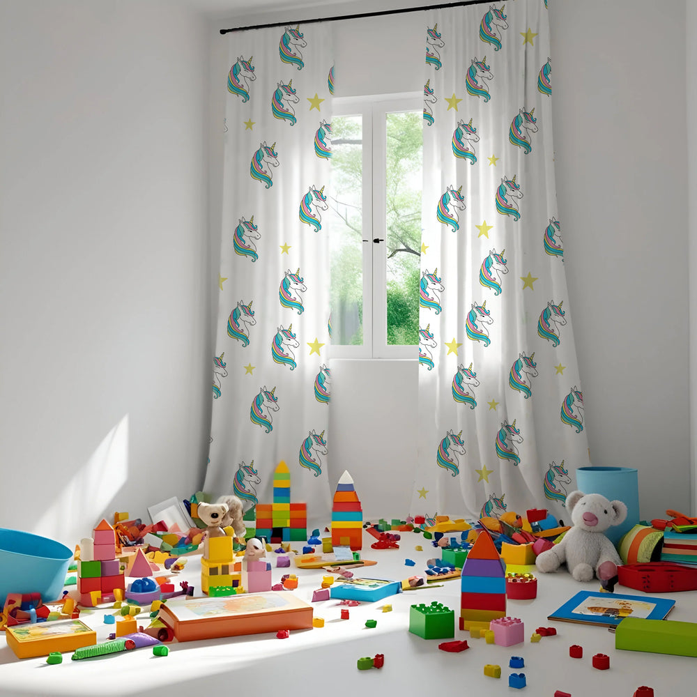 Unicorn Themed Baby Room Curtain
