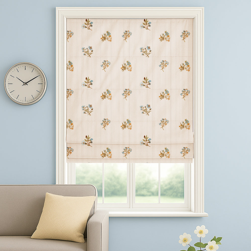 Vintage Floral Pinstripe Custom Roman Shades
