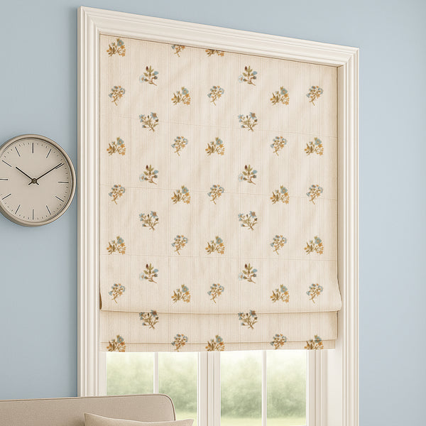Vintage Floral Pinstripe Custom Roman Shades