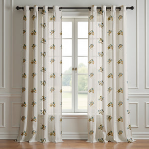 Vintage Floral Pinstripe Curtain (Set of 2)