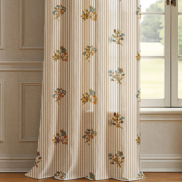 Vintage Floral Pinstripe Curtain (Set of 2)