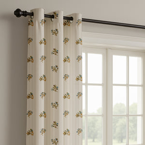 Vintage Floral Pinstripe Curtain (Set of 2)