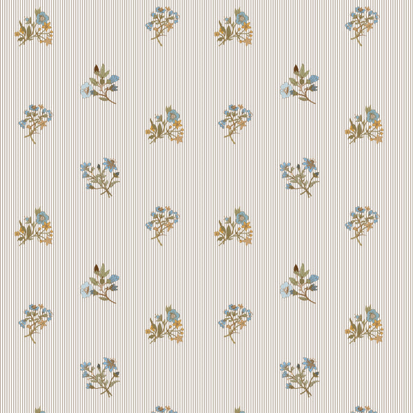 Vintage Floral Pinstripe Curtain (Set of 2)