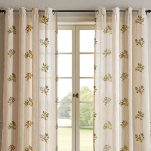 Vintage Floral Pinstripe Curtain (Set of 2)