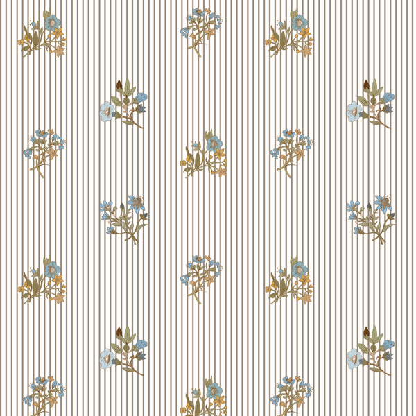 Vintage Floral Pinstripe Curtain (Set of 2)