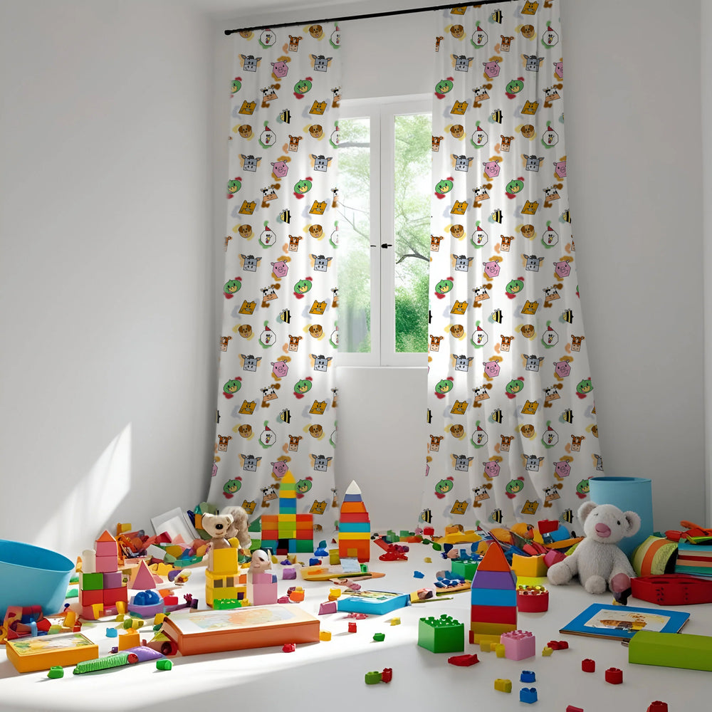 Whimsical Farmyard Themed Baby Room Curtain