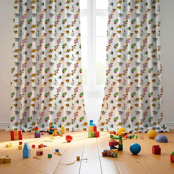 Whimsical Farmyard Themed Baby Room Curtain