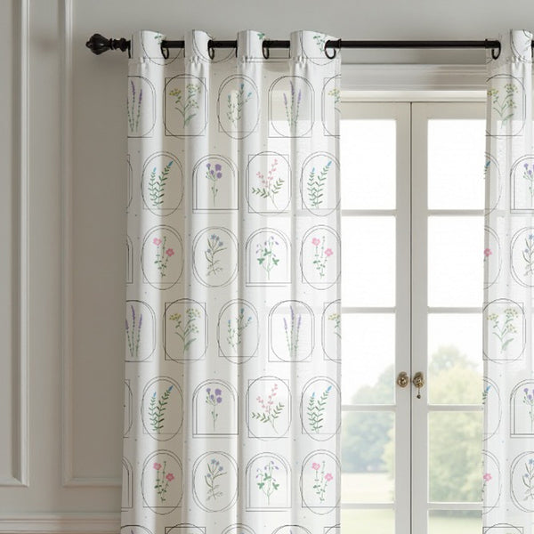 Aesthetic Floral Pattern Curtain (Set of 2)