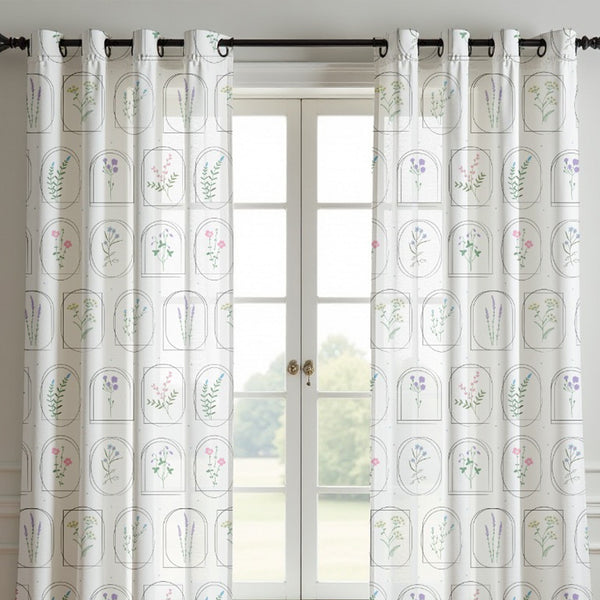 Aesthetic Floral Pattern Curtain (Set of 2)