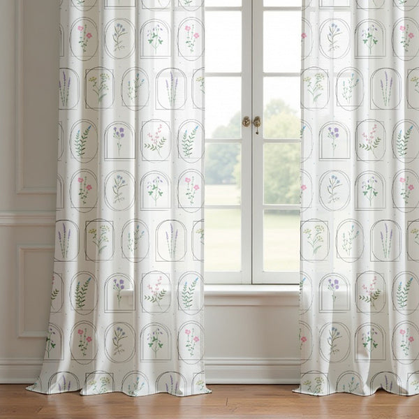 Aesthetic Floral Pattern Curtain (Set of 2)