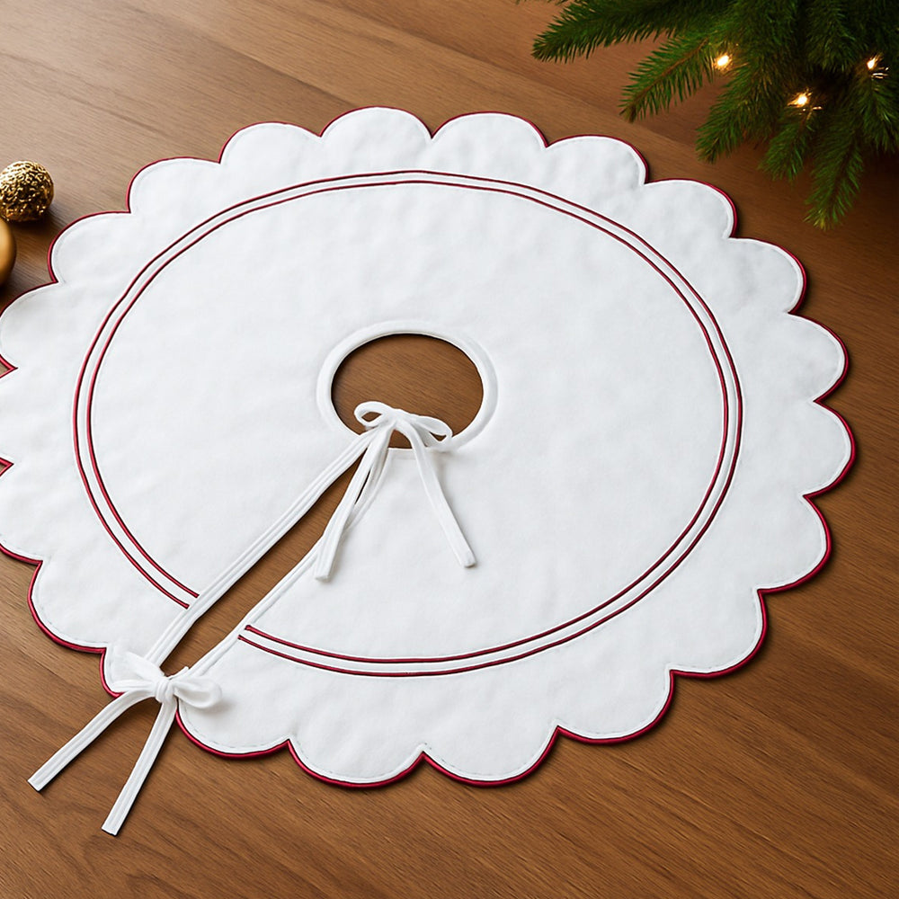 Allena Scallop & Double Border Christmas Tree Skirt