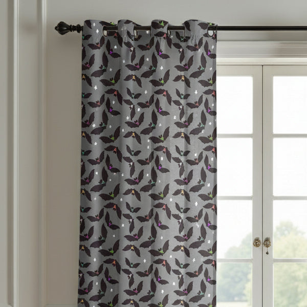 Bat Printed Curtain (Set Of 2) For Halloween
