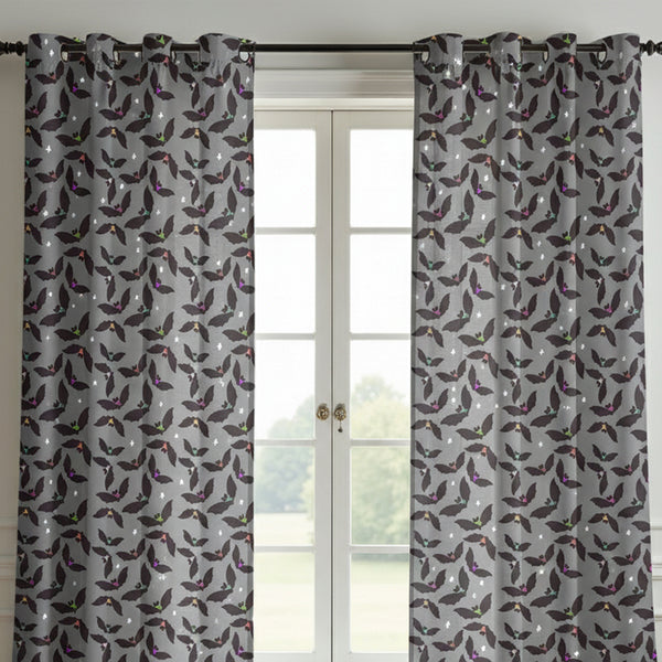 Bat Printed Curtain (Set Of 2) For Halloween
