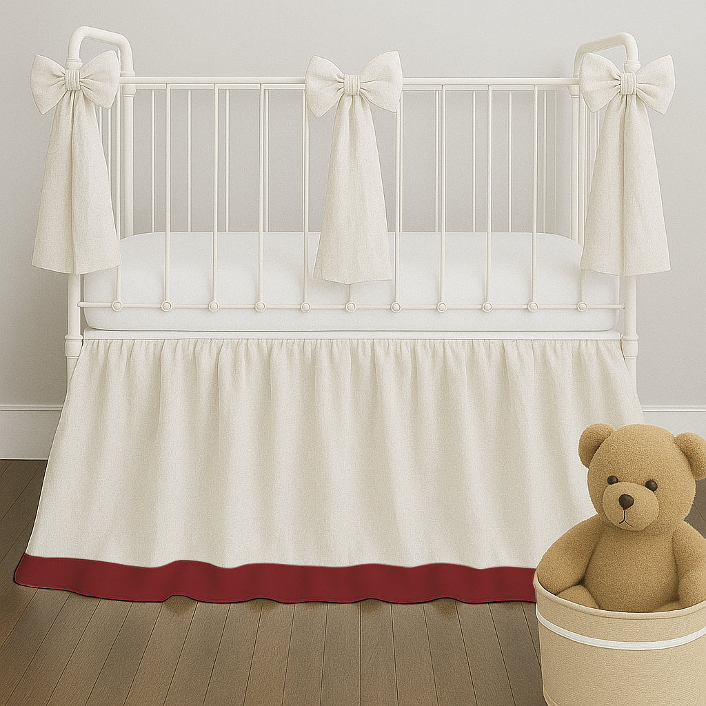 Ruffle Border Frame Linen Crib Skirt