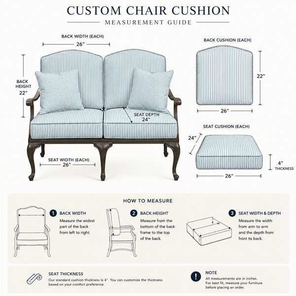 Custom Ticking Stripe Dining Chair Cushion