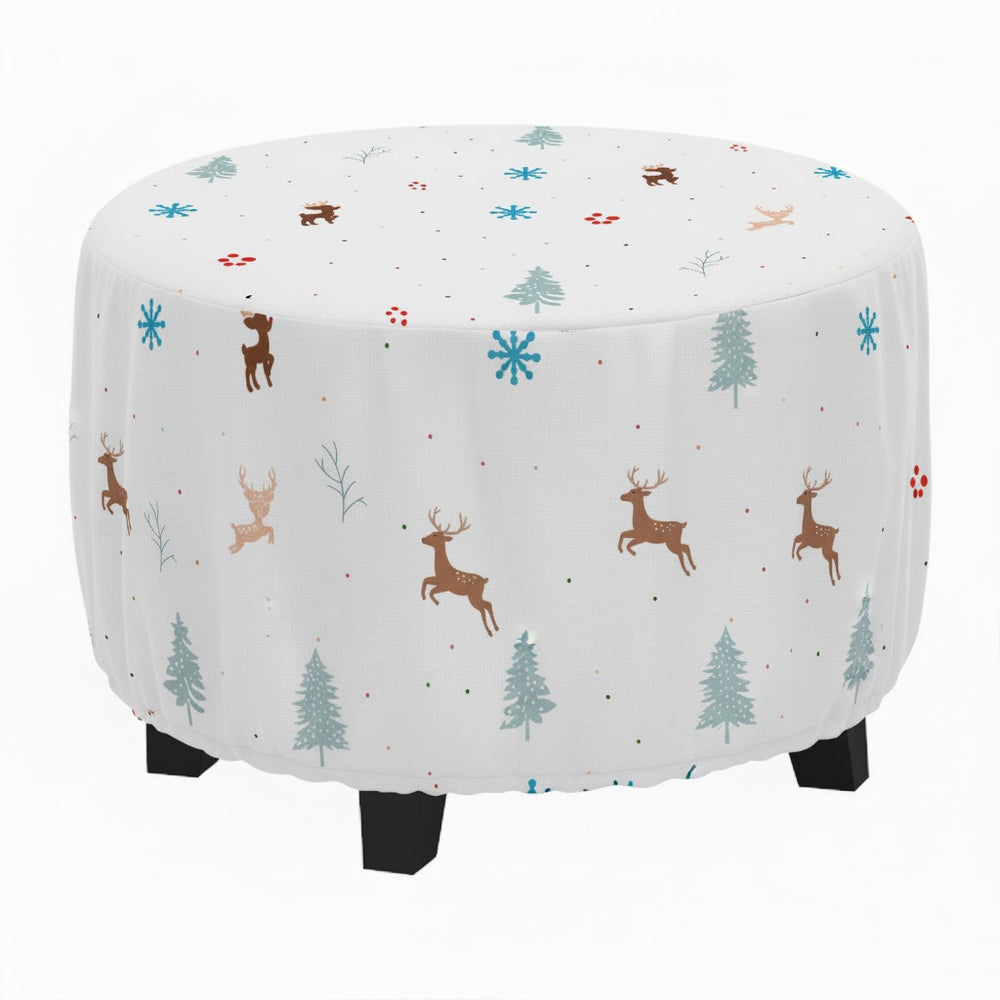 Christmas Elements Pattern Printed Ottoman Cover