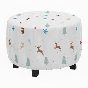 Christmas Elements Pattern Printed Ottoman Cover
