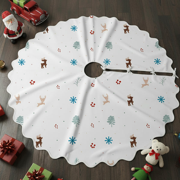 Christmas Elements Pattern Tree Skirt