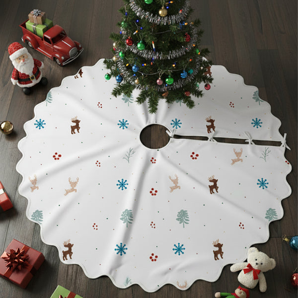 Christmas Elements Pattern Tree Skirt