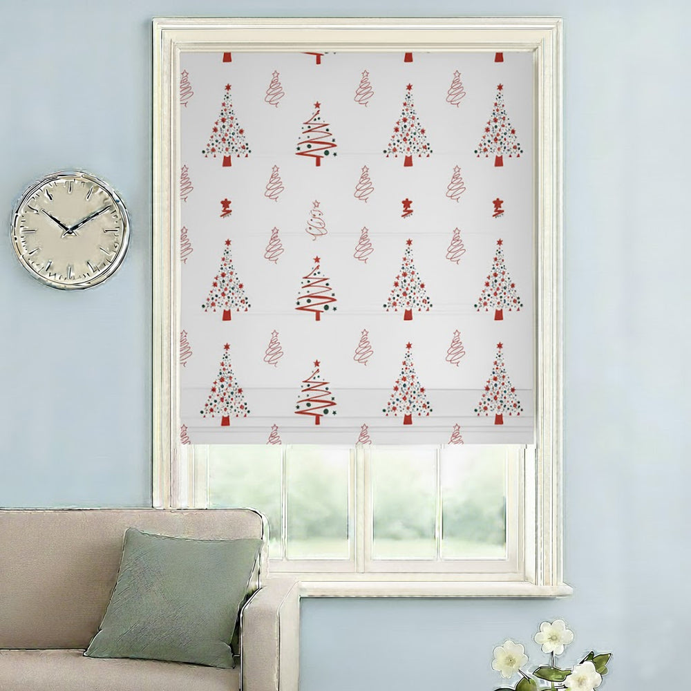 Christmas Tree & Star Pattern Roman Shades