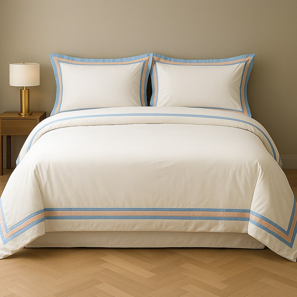 Contrast Border Frame Cotton Duvet Set