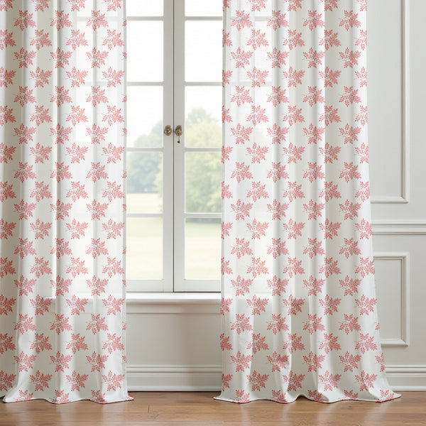 Delicate Leaf Seamless Pattern Curtain (Set of 2)