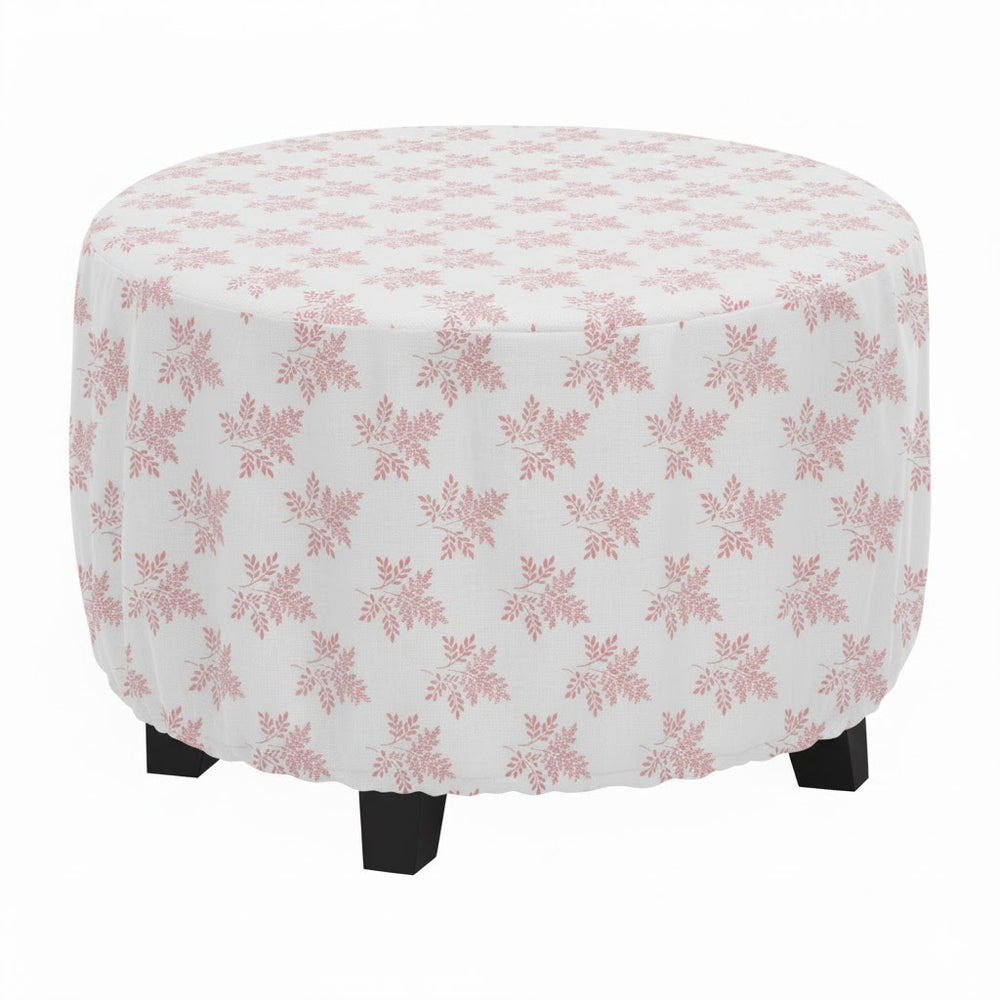 Delicate Leaf Seamless Pattern Printed Ottoman Cover