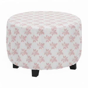 Delicate Leaf Seamless Pattern Printed Ottoman Cover