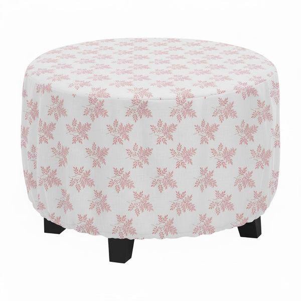 Delicate Leaf Seamless Pattern Printed Ottoman Cover