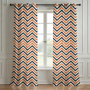Halloween Zigzag Seamless Pattern Curtain (Set Of 2)