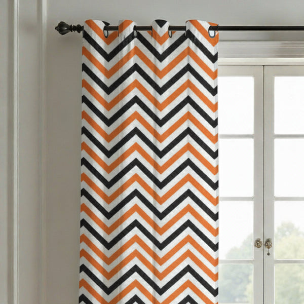 Halloween Zigzag Seamless Pattern Curtain (Set Of 2)