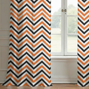 Halloween Zigzag Seamless Pattern Curtain (Set Of 2)