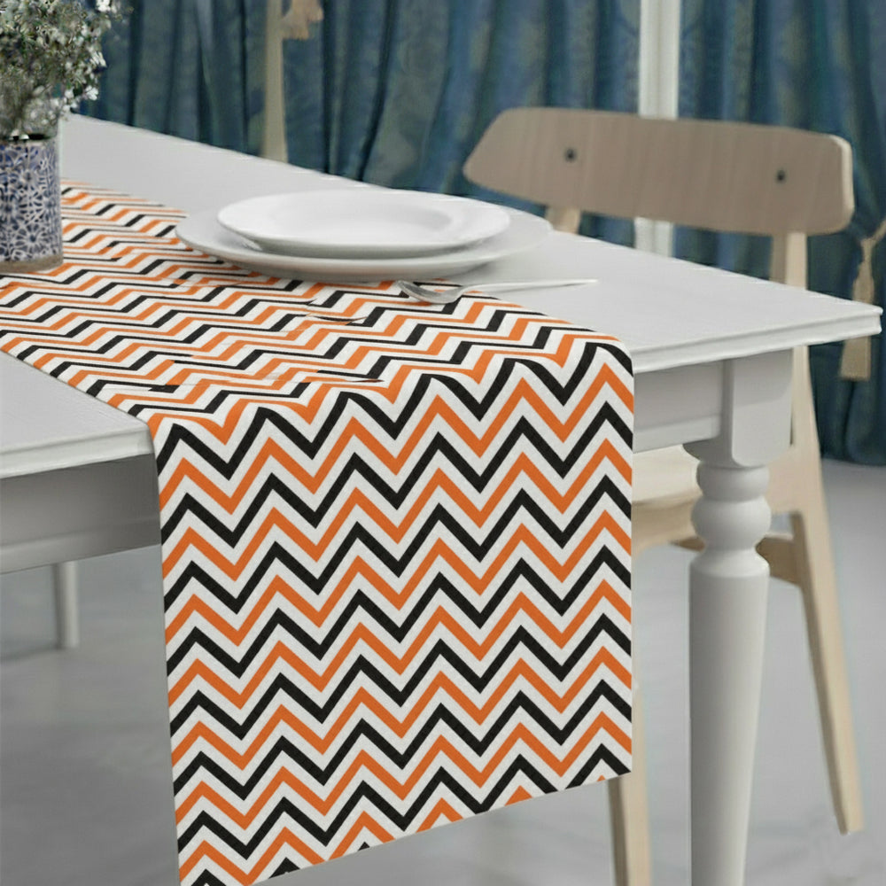 Halloween Zigzag Seamless Pattern Table Runner