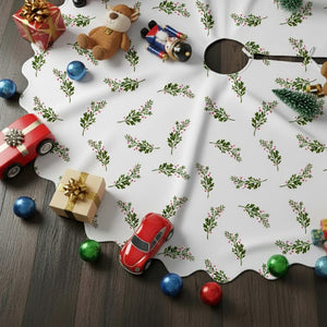 Leaf & Berry Pattern Christmas Tree Skirt