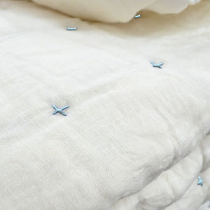 Plus-Stitch Linen Bed Coverlet